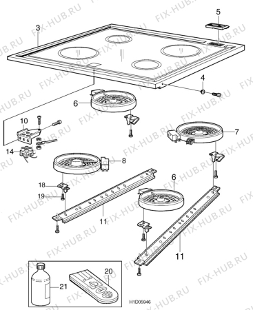 Взрыв-схема комплектующей Zanussi ZK54C - Схема узла H10 Hob